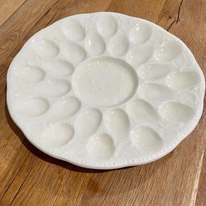 vintage handmade-style ceramic deviled egg platter