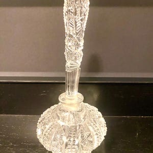 Antique Clear Cut Crystal Cologne Perfume Bottle with Monumental Stopper H x 7&quot;