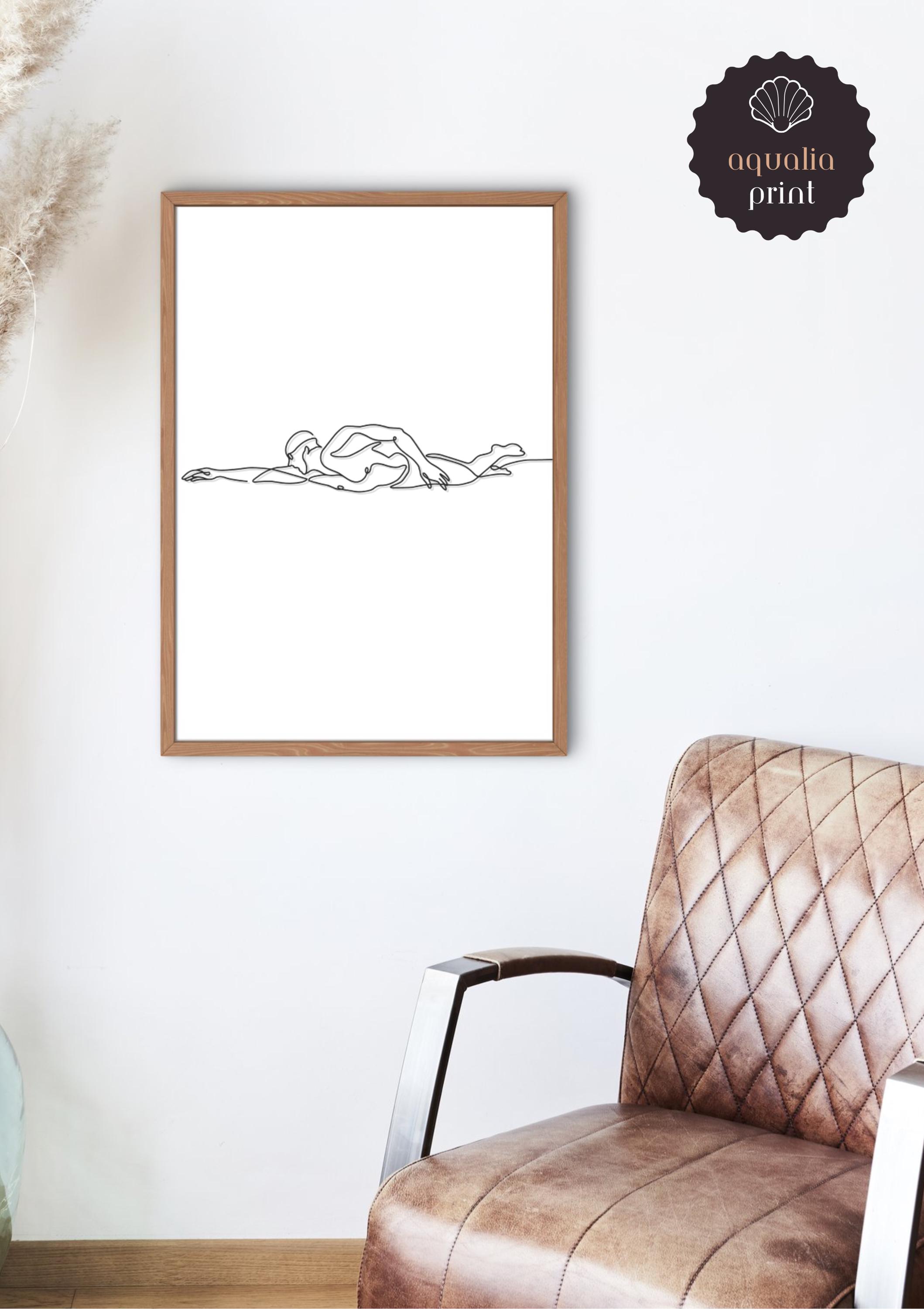 Minimalist Swimmer Line Art Print, Pool Decor (digital Download) - Etsy