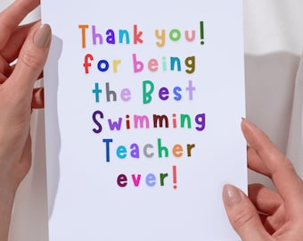 Swim Coach Thank You Card, Motivational Gift (Digital Download)