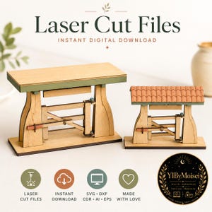 Adjustable Table Laser Cut Files, Scissor Lift SVG DXF, MDF Working Mechanism Model Digital Download