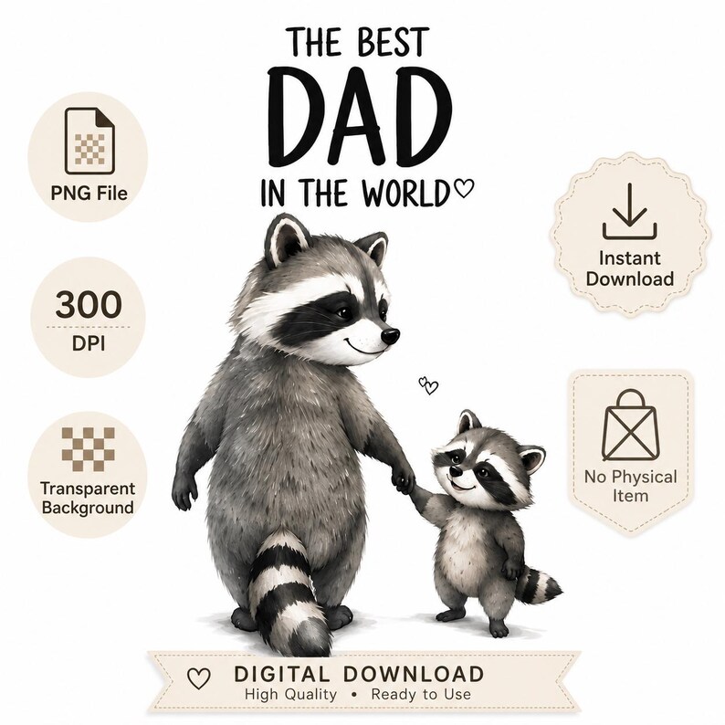 The Best Dad in the World PNG, Raccoon Dad PNG, Father’s Day Shirt ...