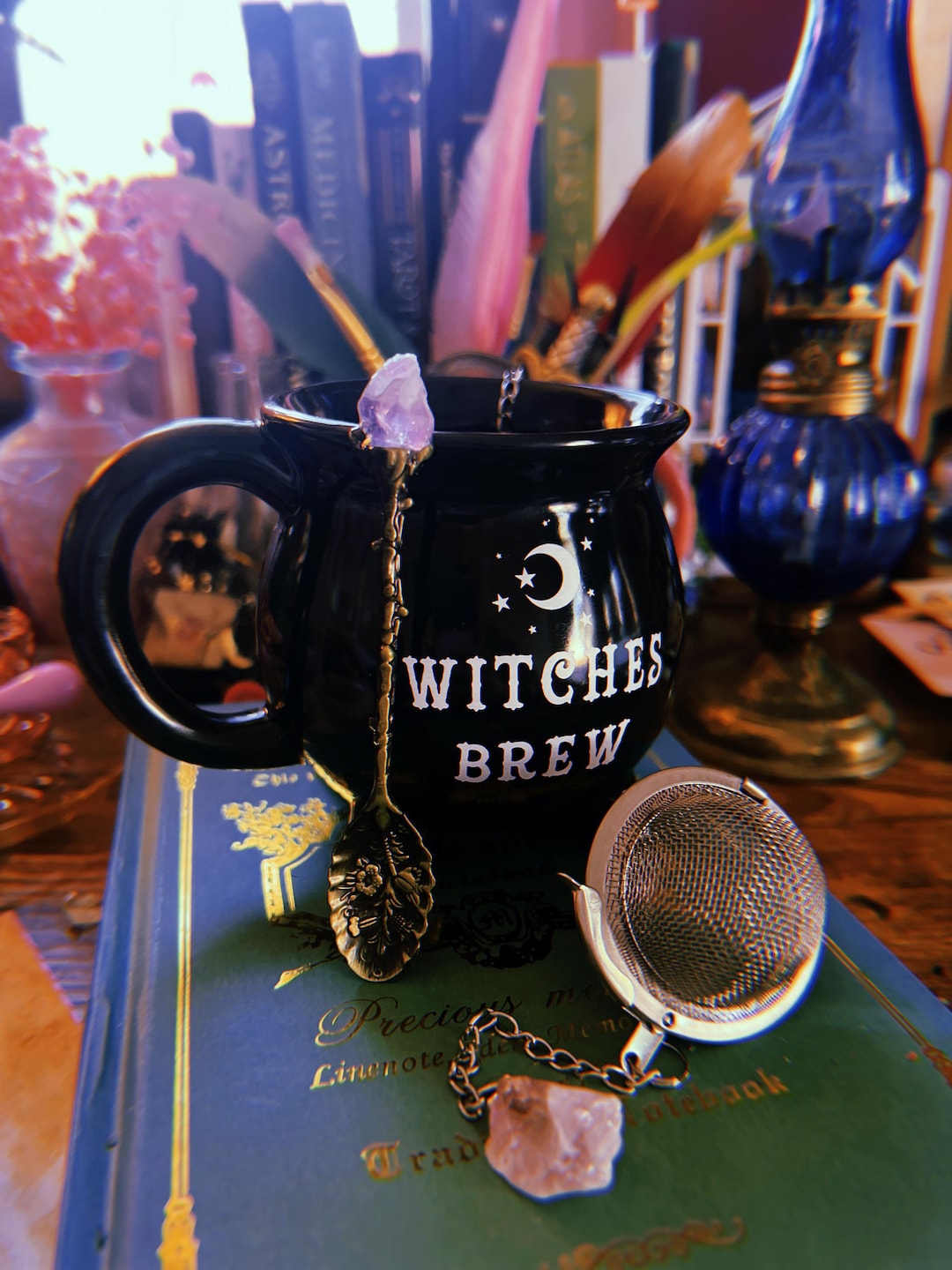 Witchy Tea Bundle | Cauldron Mug, Crystal Tea Infuser & Ritual Spoon ...