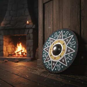 Handmålad vikingasköld – Medeltida väggdekor, LARP Cosplay bild 12