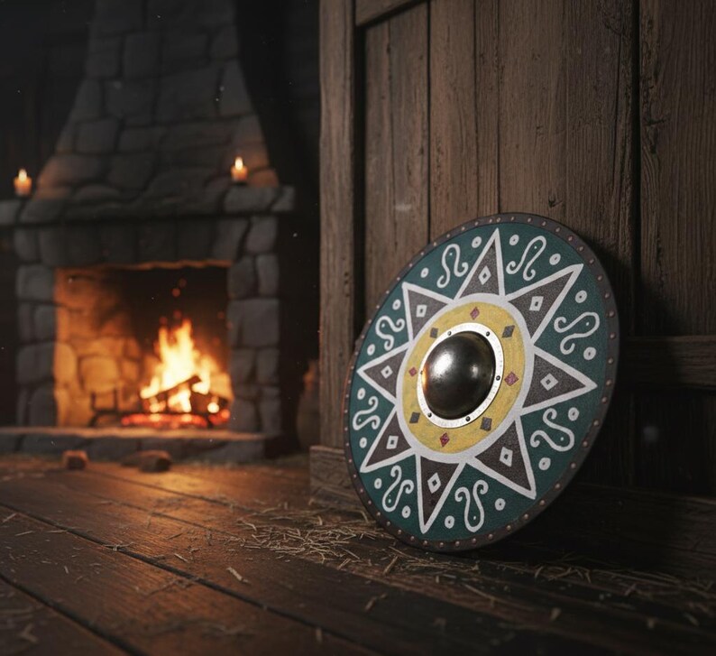 Handmålad vikingasköld – Medeltida väggdekor, LARP Cosplay bild 12