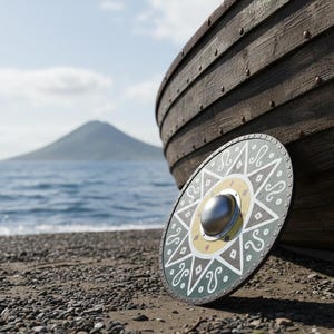 Handmålad vikingasköld – Medeltida väggdekor, LARP Cosplay bild 9