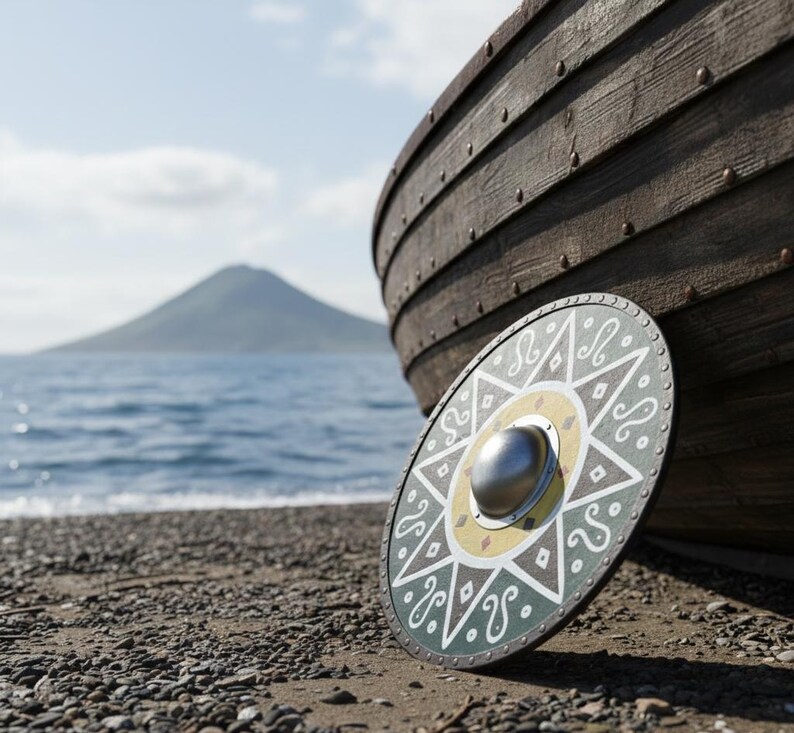 Handmålad vikingasköld – Medeltida väggdekor, LARP Cosplay bild 9