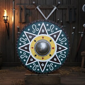 Handmålad vikingasköld – Medeltida väggdekor, LARP Cosplay bild 7