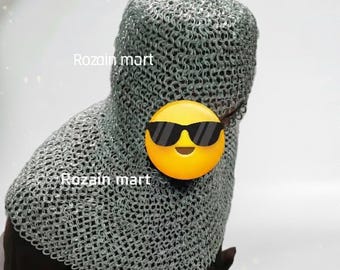 Aluminum Chainmail Coif: Riveted Medieval Hood cap armor - LARP Cosplay Armor.