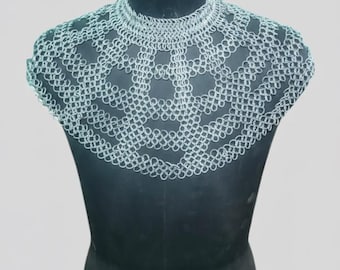 Handmade Chainmail Collar Armor | Medieval Shoulder Cape | LARP, Cosplay & Renaissance Fair Costume Accessory.