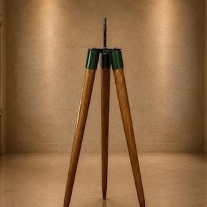 Handmade Adjustable Wooden Tripod Stand: Vintage Nautical Decor for camera light and screen.