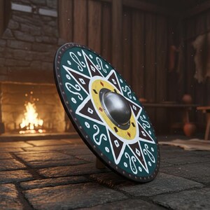 Handmålad vikingasköld – Medeltida väggdekor, LARP Cosplay bild 8
