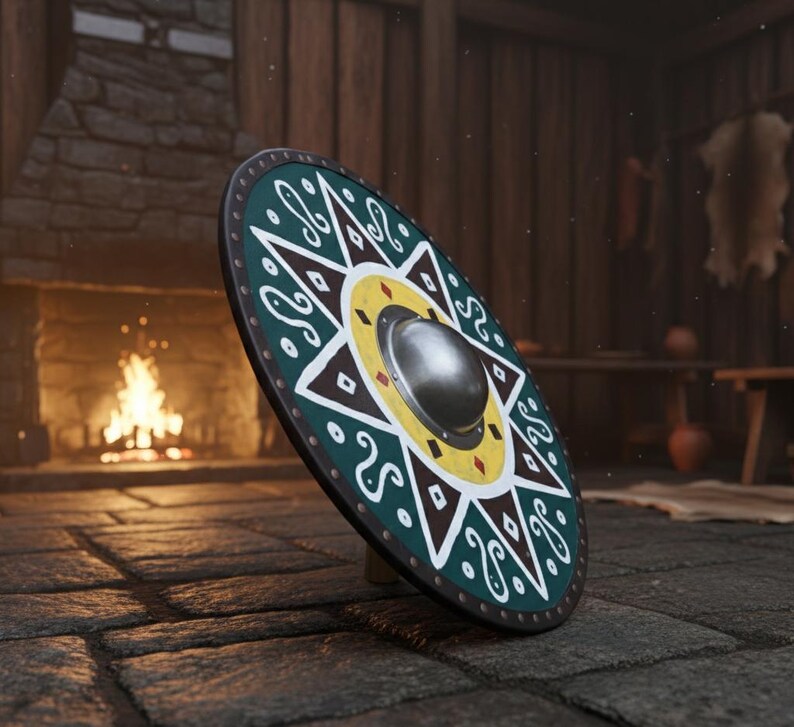 Handmålad vikingasköld – Medeltida väggdekor, LARP Cosplay bild 8