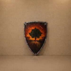 Tree of Life Medieval Shield Wall Decor, Celtic Fantasy Wooden Knight Art