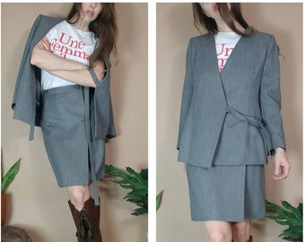 Vintage Designer Suit Krizia Jacket Skirt Set Italy 40 xs s