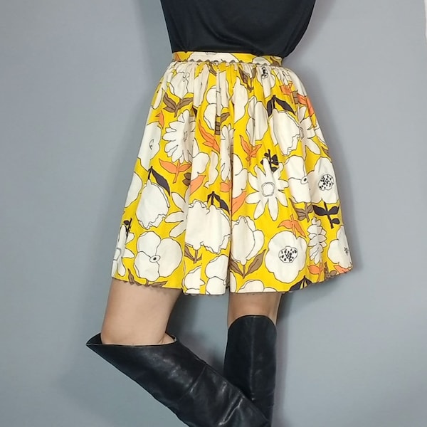 Vintage 60s Pop Floral Mini Skirt xxs xs
