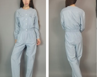 Vintage 90s Blue Chambray Jumpsuit s m