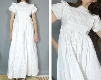 Vintage 70s Laura Ashley Dress Dyers and Printers Romantic Simple White Gown Made in Wales xs