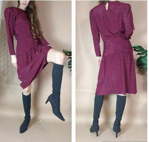 Vintage 90s Dress Silk Albert Nipon Print Modest D