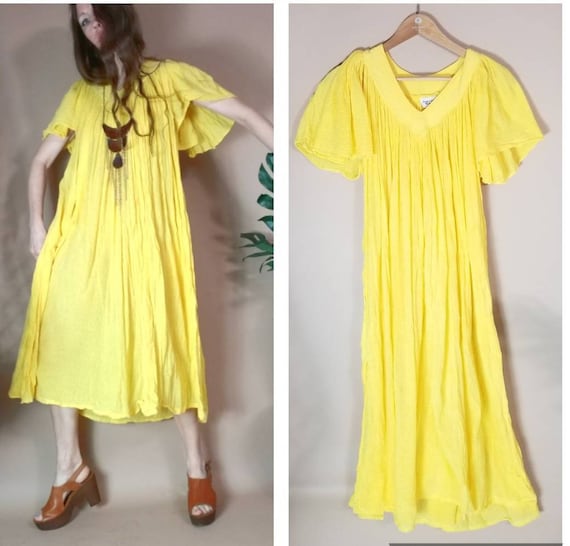 Vintage 70s 80s Amerikan Climax Gauze Dress Sunshi