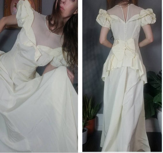 Vintage 40s 50s Wedding Gown Sweetheart Cream Puff