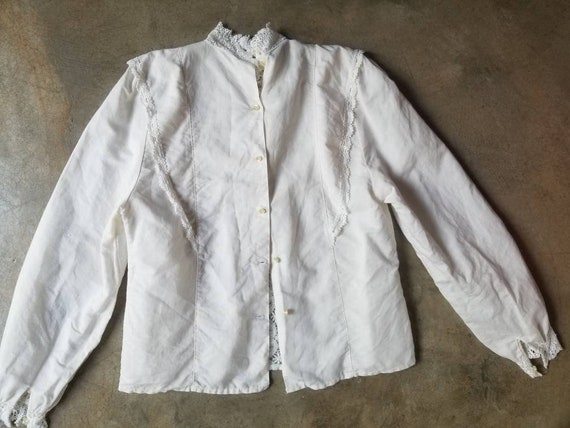 Incredible Chiffon and Lace 80s Blouse