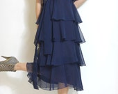 Party Dress 70s Vintage Dress Tiered Ruffle Flapper Fun Party Dress