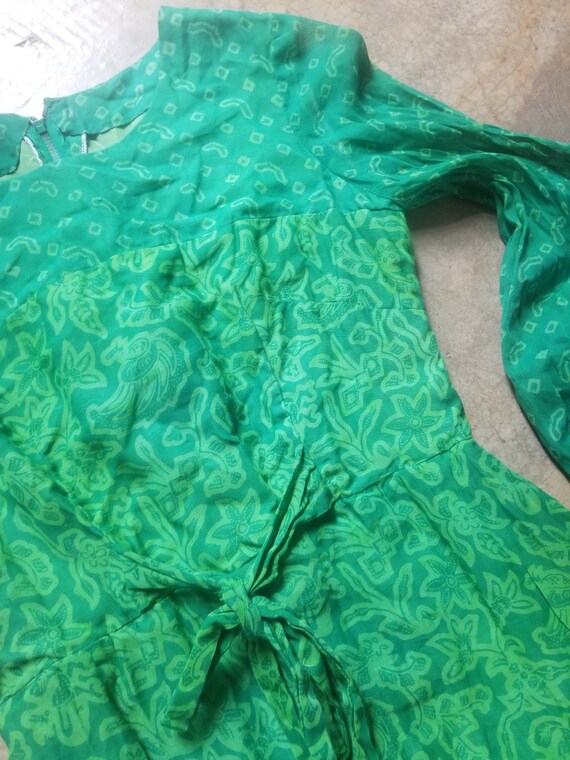 Vintage 60s Mod Green Dress s - image 9