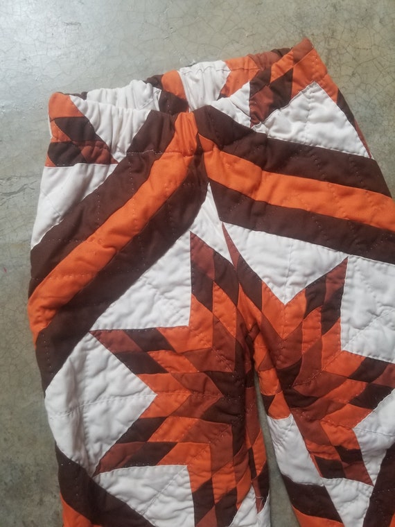 Vintage 70s Quilt Pants Handmade Quilted Pant xs s - image 8