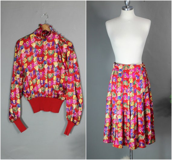 Vintage 80s Ungaro Dress Set Designer Silk Ungaro