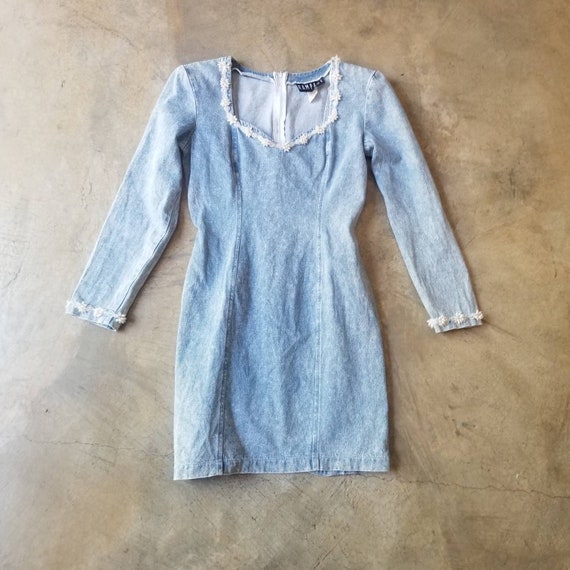 Vintage 80s 90s Denim Dress Rampage Light Wash Je… - image 6