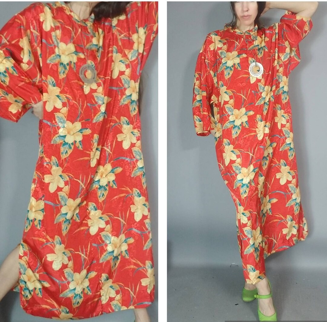 Vintage 80s Bohemian Floral Muumuu Dress Summer Hothouse - Etsy