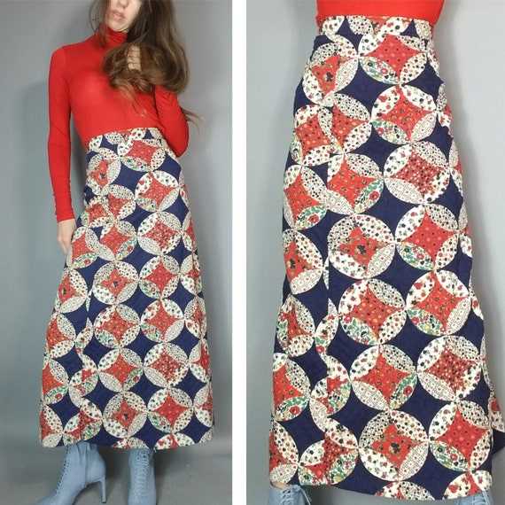 Vintage 60s 70s Quilted Skirt xs - image 1