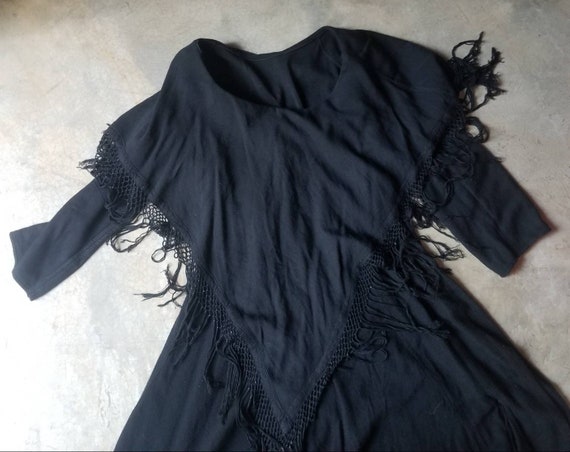 Vintage 80s 90s Moroccan Dress Black Drapey Bohem… - image 5