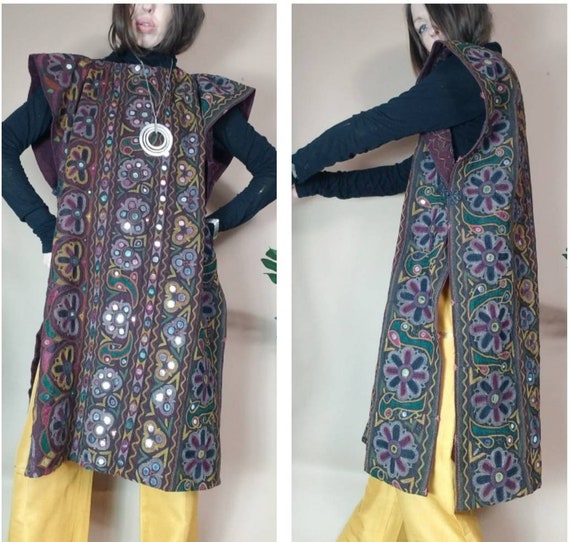 Vintage Ethnic Heavily Embroidered Bohemian Vest … - image 1