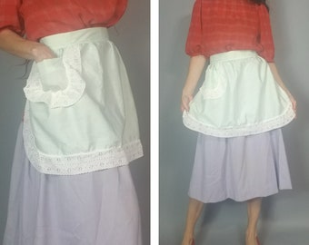 Vintage Handmade Mint Green Half Apron xs s m