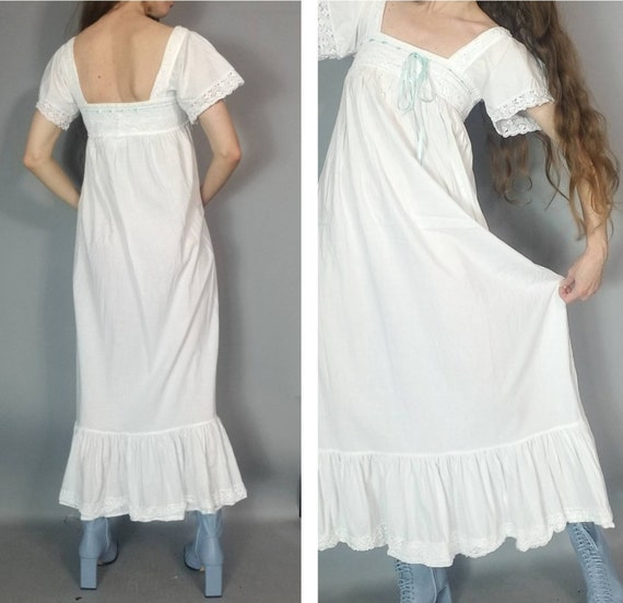 Vintage 80s Laura Ashley Nightgown Poet Dress Car… - image 6