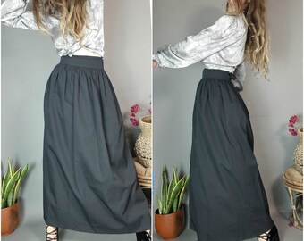 Vintage Black Ball Gown Wrap Skirt Stiff Fabric Voluminous Gothic Romantic Western Minimalist Perfection