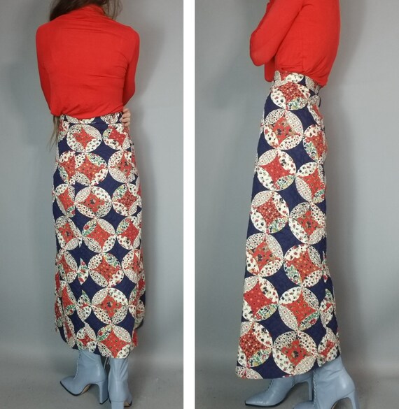 Vintage 60s 70s Quilted Skirt xs - image 2