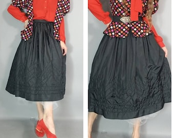 Vintage 80s Skirt Designer Black Skirt xs