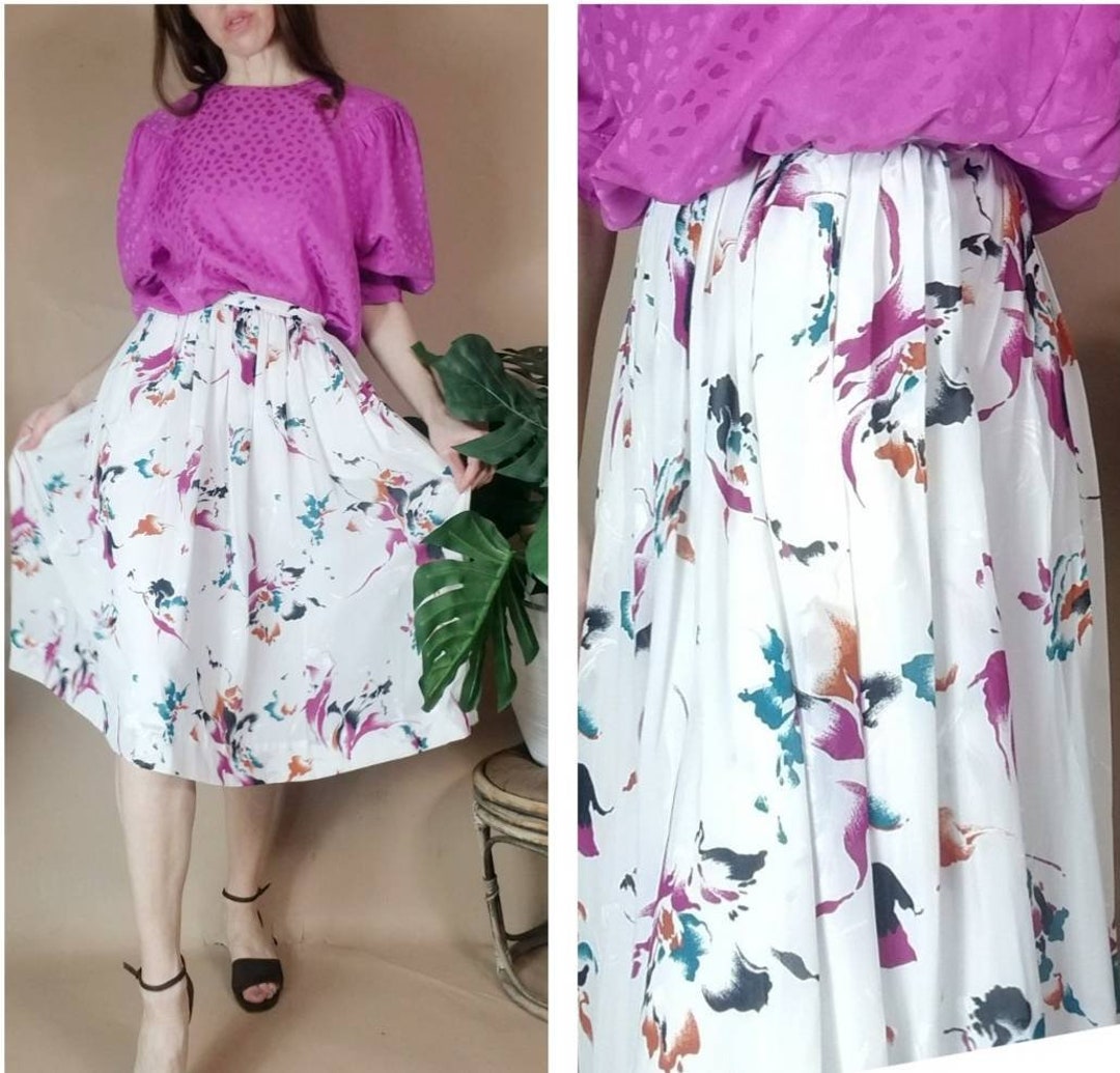 Vintage 80's abstract skirt rayon 8 Takata