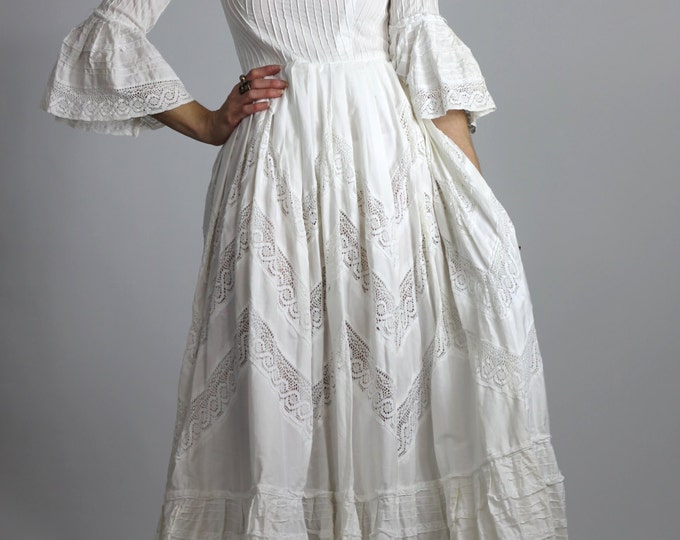 Vintage 60s Mexican Wedding Dress White Victorian Style Maxi - Etsy