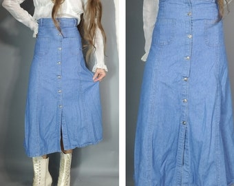 Vintage 90s Denim Chambray Skirt xs