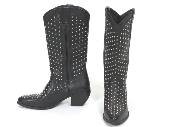 Vintage 70s 80s Dingo Boots Studded Heeled Rocksta