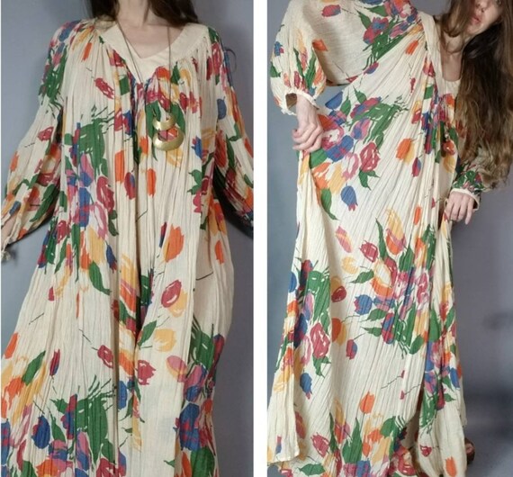 Vintage 70s Hippie Dress Amerikan Climax Cotton Ga