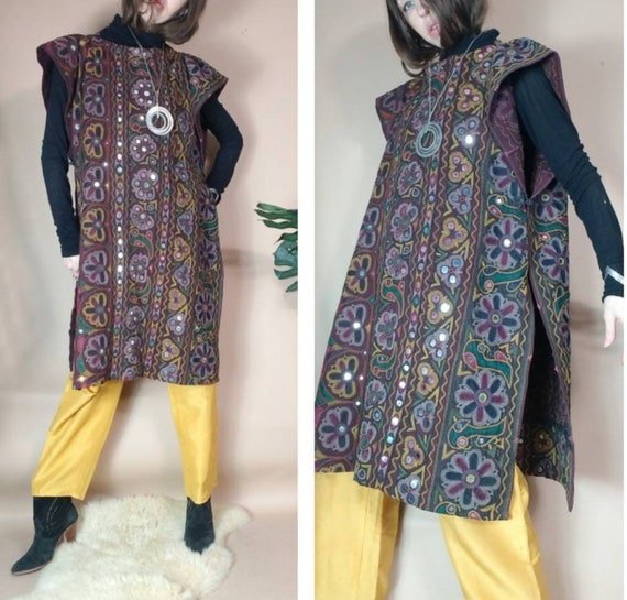 Vintage Ethnic Heavily Embroidered Bohemian Vest … - image 5