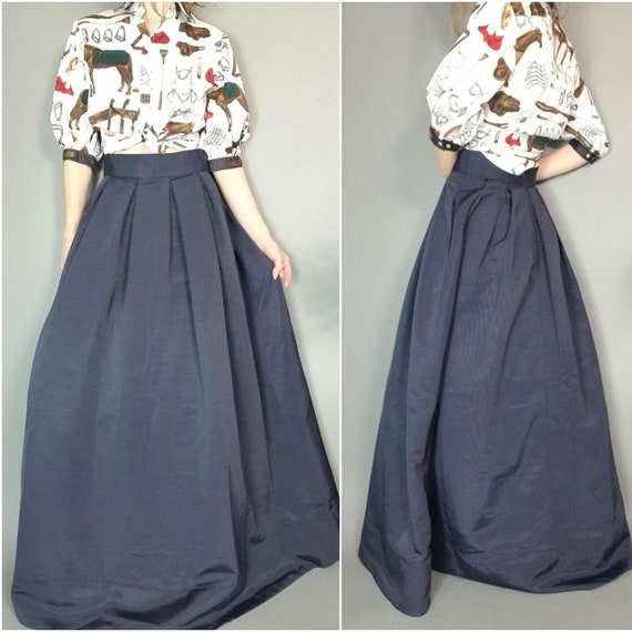 Early 00s Navy Midnight Blue Ball Gown Skirt Drama