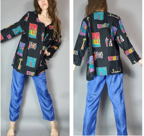 Vintage 90s Jacket Women Art to Wear m l xl