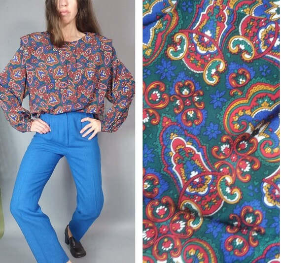 Vintage 80s 90s Paisley Blouse - image 1