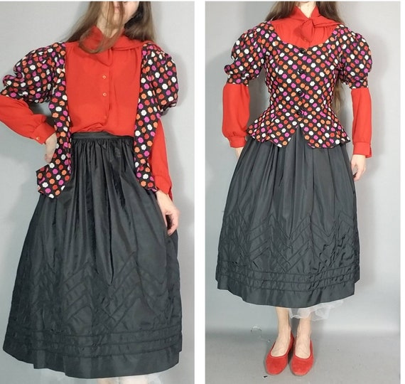 Vintage 80s Skirt Designer Black Skirt xs - image 7
